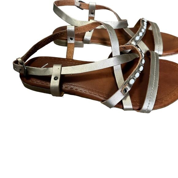 Lane Bryant gold beaded sandals size 7 gladiator strappy - Picture 4 of 8